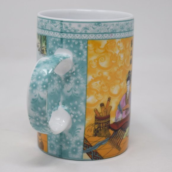Japanese Geisha Woman Kimono Playing Music Harp String Instrument Cup Mug 11 oz - Picture 4 of 10